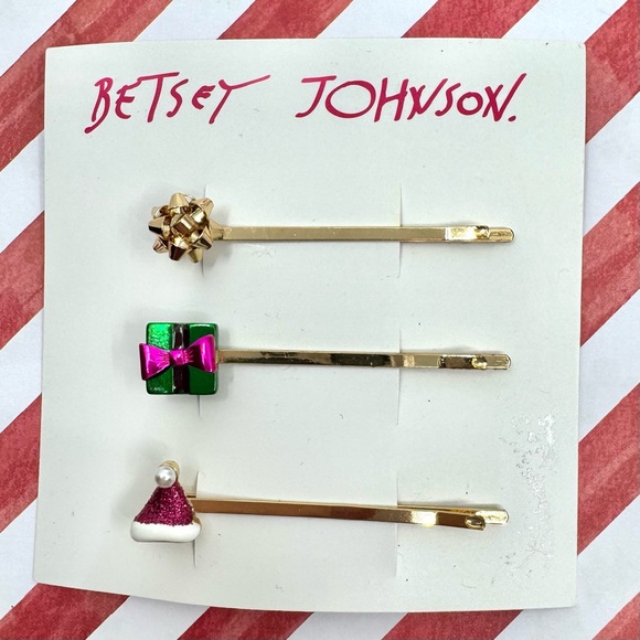 Betsey Johnson ‘Pink XMAS’ Hair Comb & Hair Pin Set NWT/HTF! - Picture 7 of 15